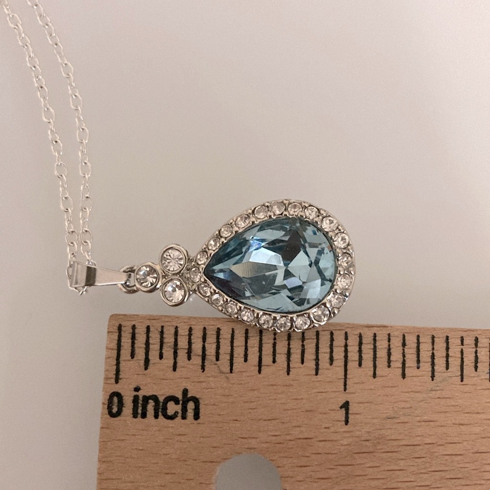 Givenchy Silver Necklace with Blue Teardrop Pendant - Picture 4 of 5